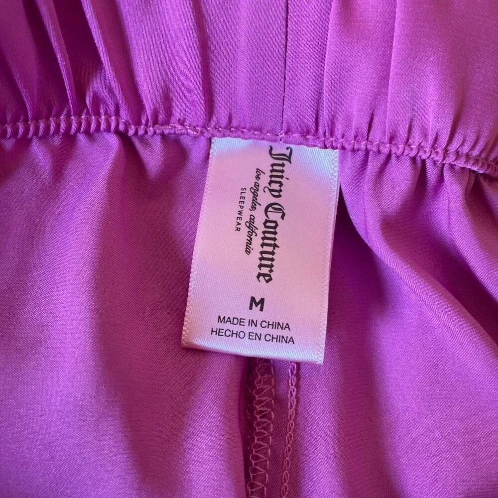 Juicy Couture Pink Satin Pajama Set | Rhinestone Bling Logo PJs Y2K Z M